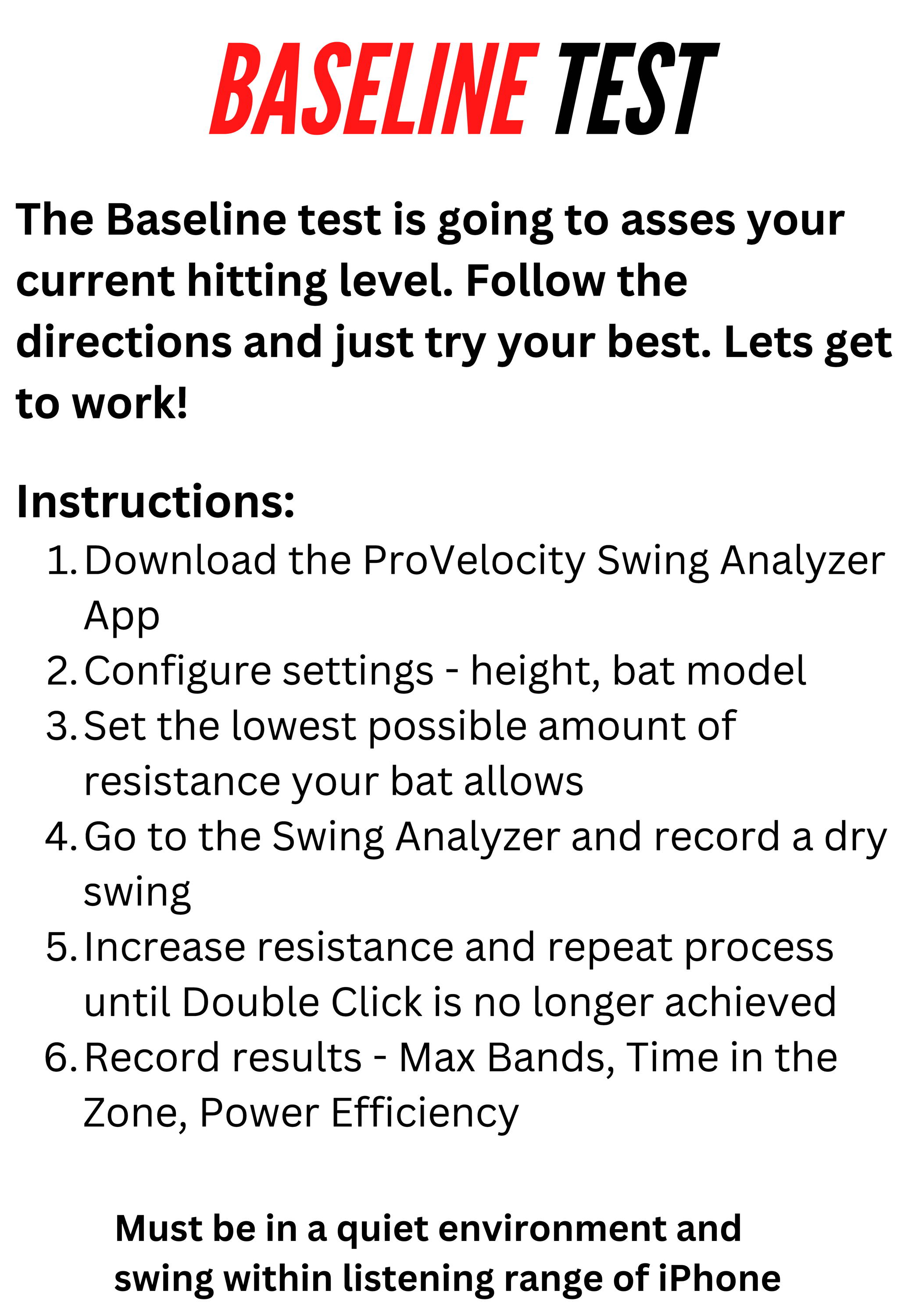 Baseball EI Baseline Test Instructions Week 1 Extra Base Sports